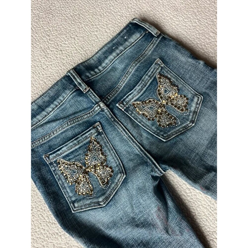 Shyanne Butterfly Pocket Rhinestoned Bootcut Jeans Girls 10
